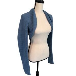 NWT Vintage Catherine Blue Ribbed Angora Shrug Sweater Large 90s Y2K‎